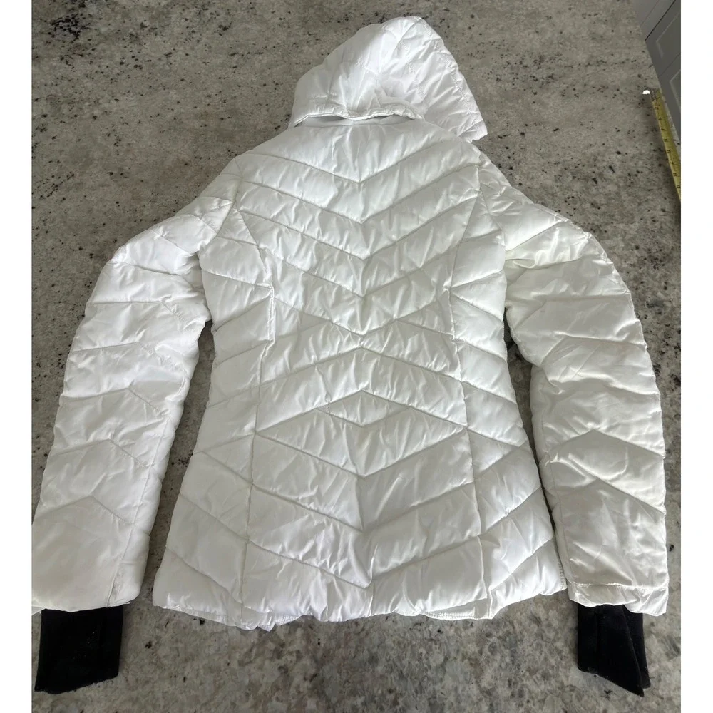 HFX White Puffer Jacket Small‎ Hooded Quilted Winter Coat